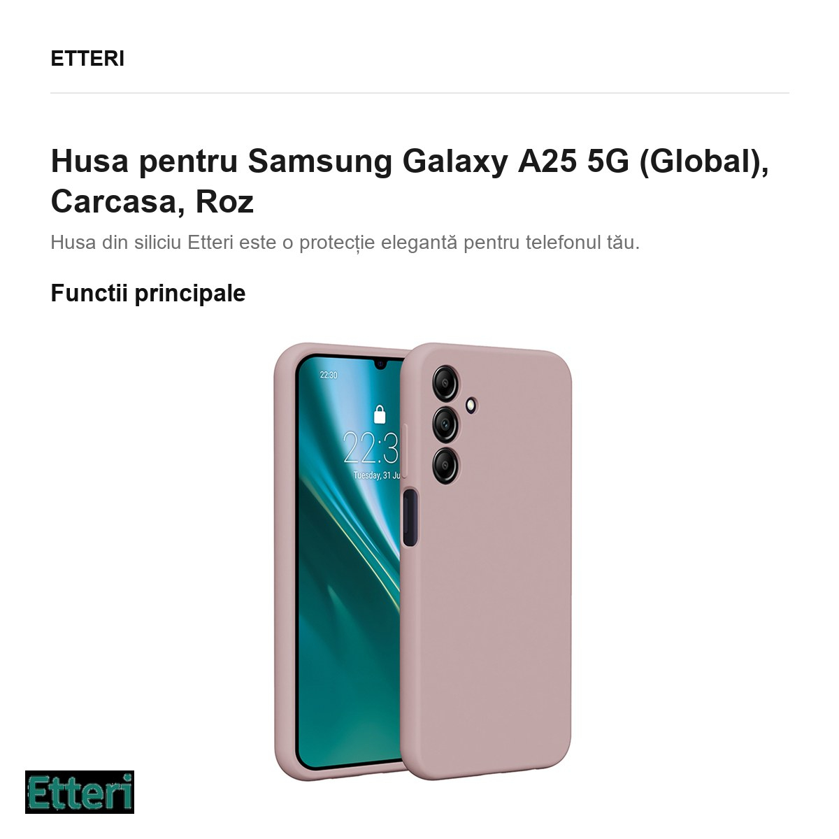 Husa Etteri Silicone pentru Samsung Galaxy A25 5G (Global), Carcasa, Roz [2]