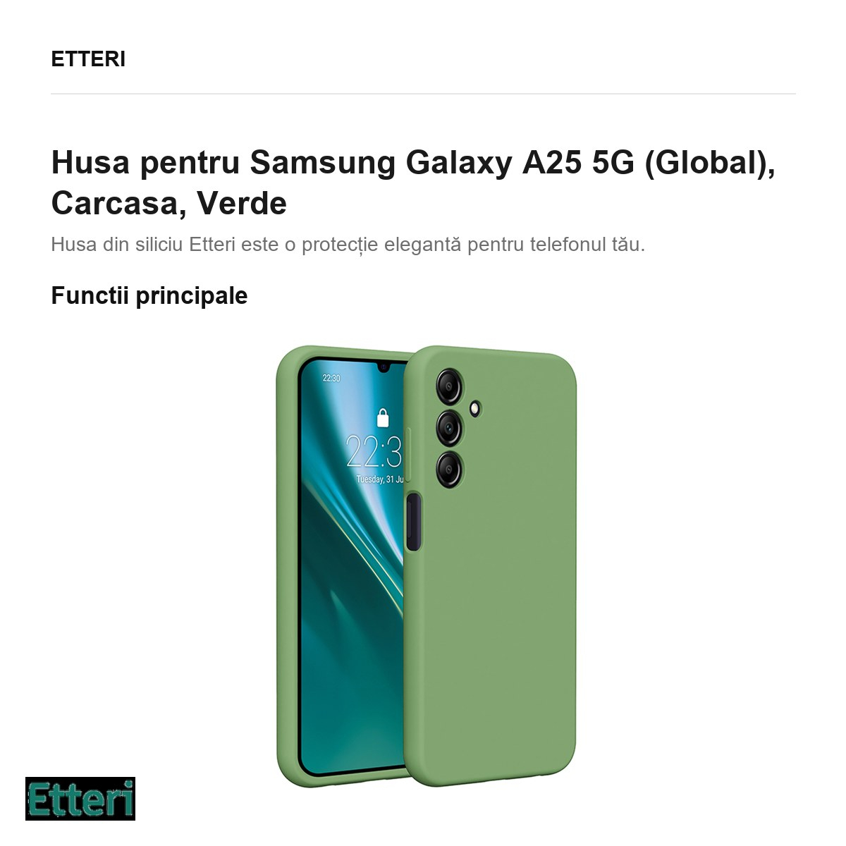 Husa Etteri Silicone pentru Samsung Galaxy A25 5G (Global), Carcasa, Verde [2]