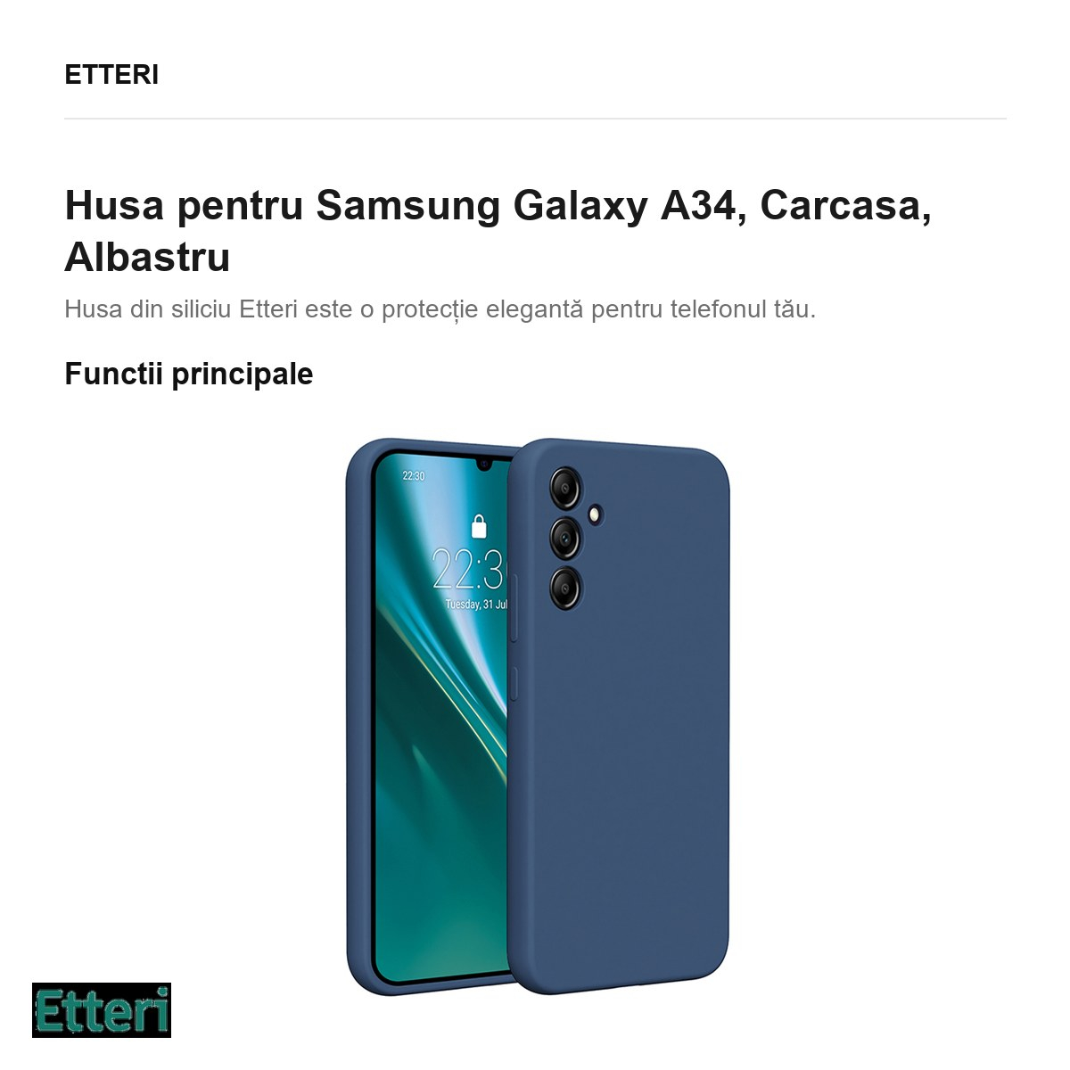 Husa Etteri Silicone pentru Samsung Galaxy A34, Carcasa, Albastru [2]