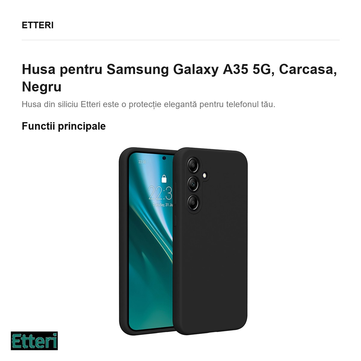 Husa Etteri Silicone pentru Samsung Galaxy A35 5G, Carcasa, Negru [2]