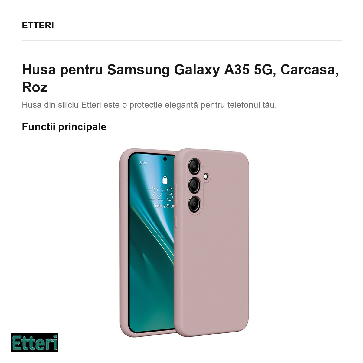 Husa Etteri Silicone pentru Samsung Galaxy A35 5G, Carcasa, Roz [2]