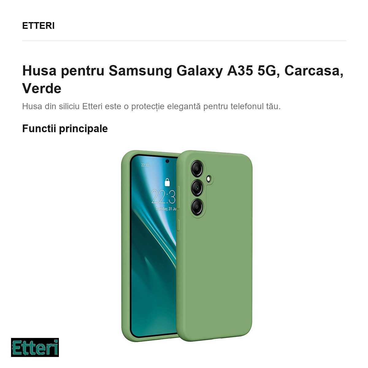 Husa Etteri Silicone pentru Samsung Galaxy A35 5G, Carcasa, Verde [2]