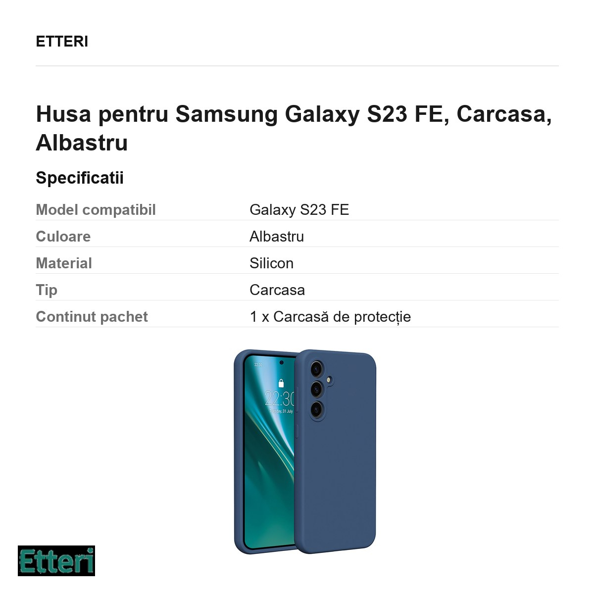 Husa Etteri Silicone pentru Samsung Galaxy S23 FE, Carcasa, Albastru [3]