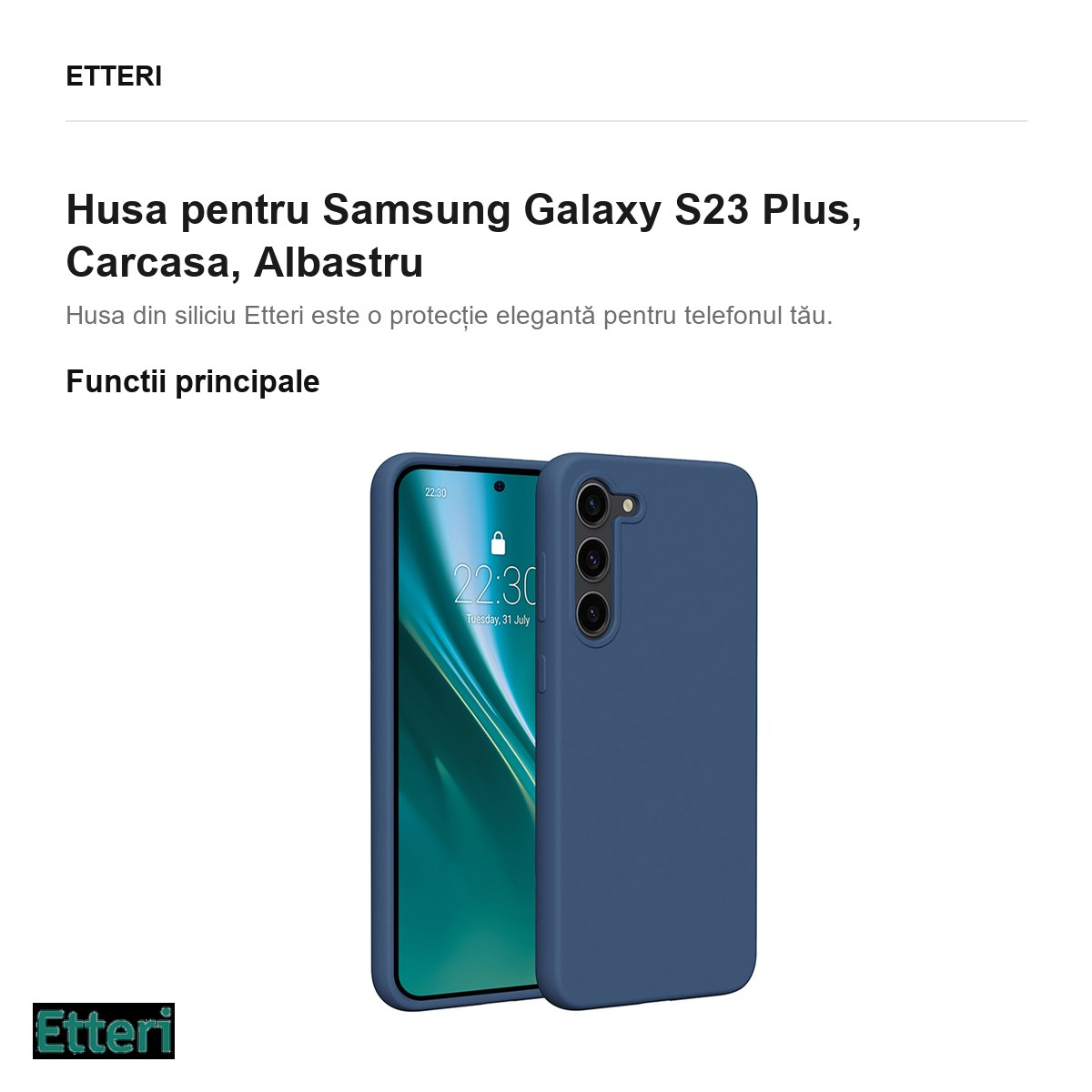 Husa Etteri Silicone pentru Samsung Galaxy S23 Plus, Carcasa, Albastru [2]