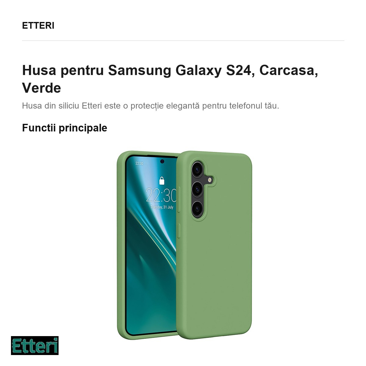 Husa Etteri Silicone pentru Samsung Galaxy S24, Carcasa, Verde [2]