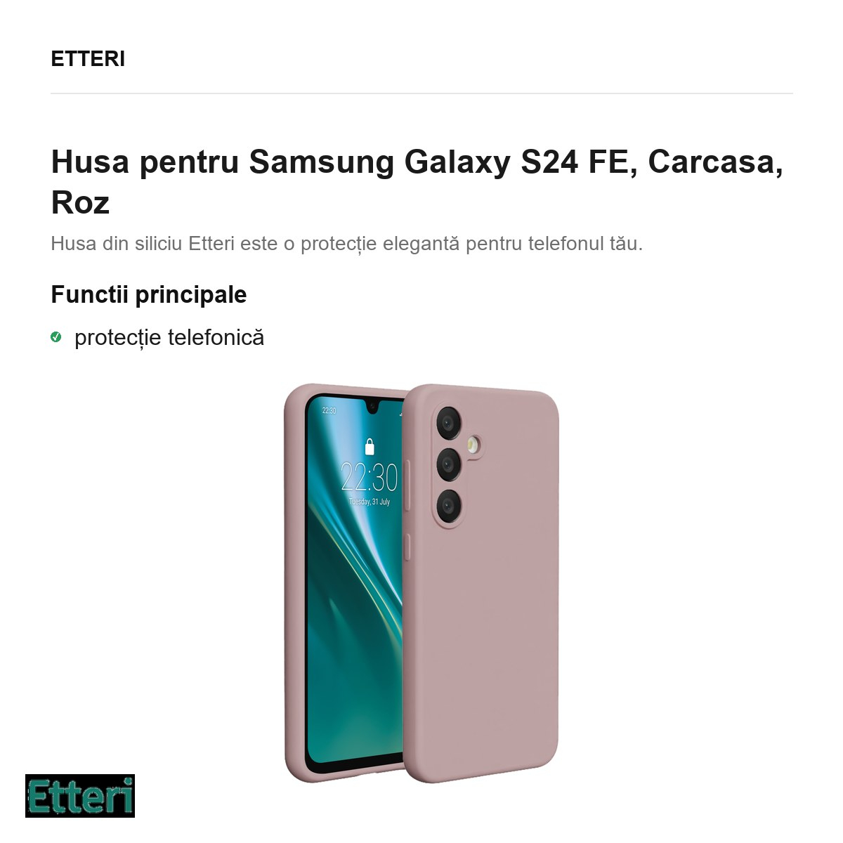 Husa Etteri Silicone pentru Samsung Galaxy S24 FE, Carcasa, Roz [2]