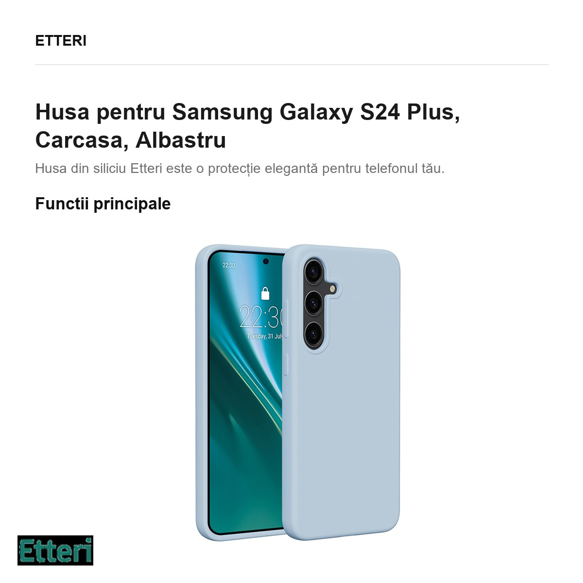 Husa Etteri Silicone pentru Samsung Galaxy S24 Plus, Carcasa, Albastru [2]