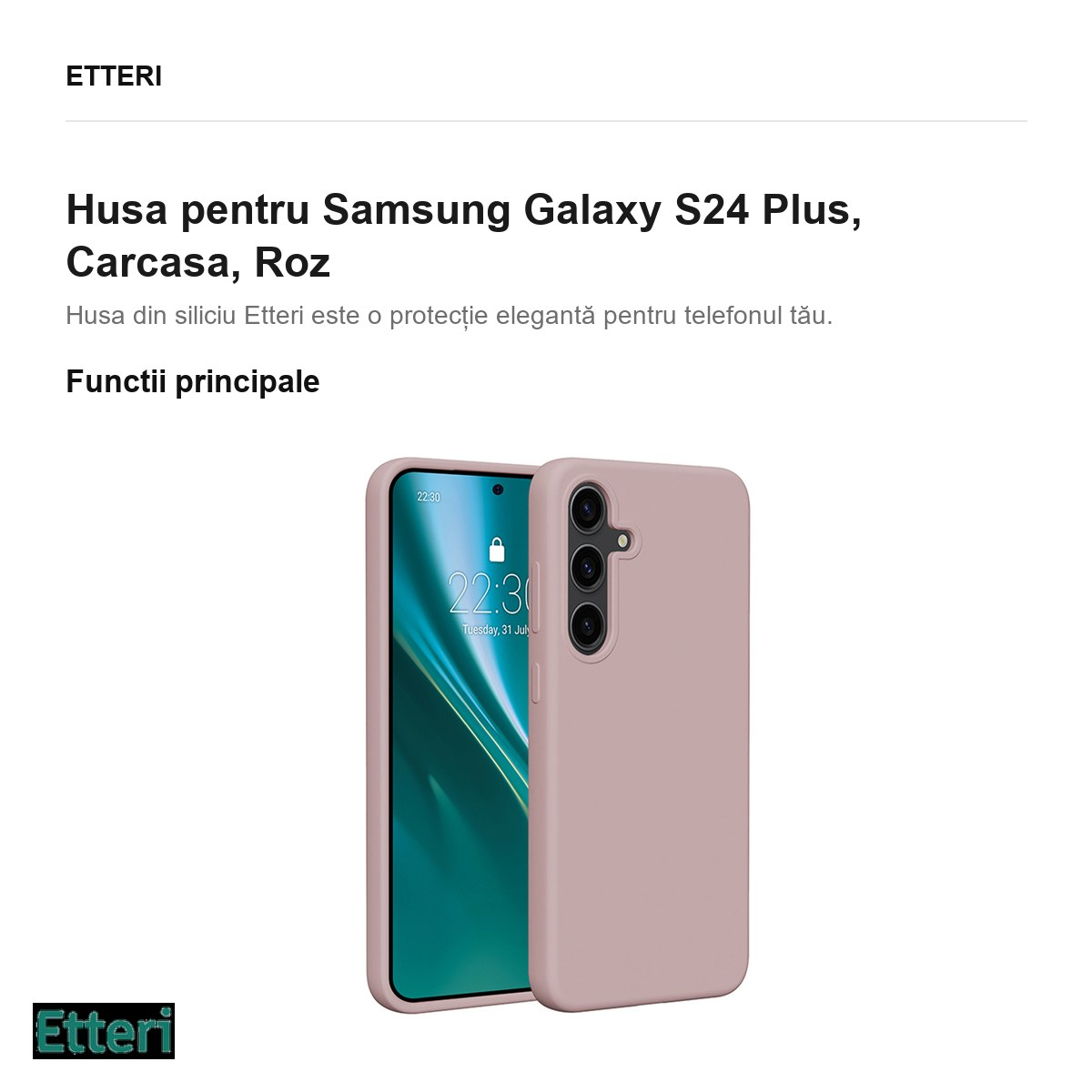Husa Etteri Silicone pentru Samsung Galaxy S24 Plus, Carcasa, Roz [2]