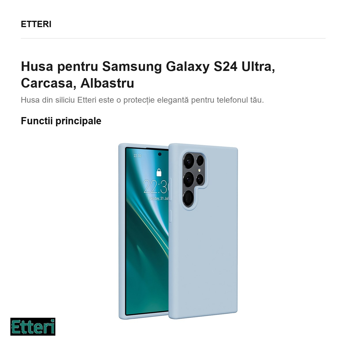 Husa Etteri Silicone pentru Samsung Galaxy S24 Ultra, Carcasa, Albastru [2]