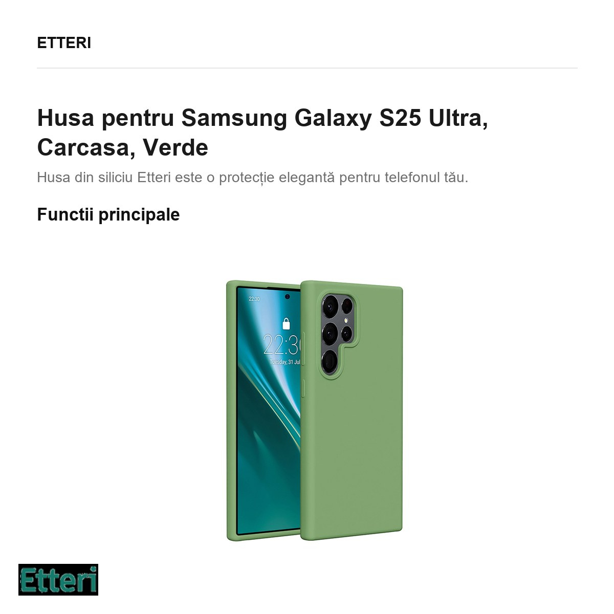 Husa Etteri Silicone pentru Samsung Galaxy S25 Ultra, Carcasa, Verde [2]