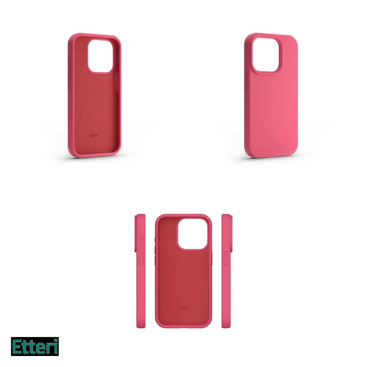 Husa Etteri Silicone raspberry pentru Apple iPhone 15 Pro, Carcasa, Rosu [4]