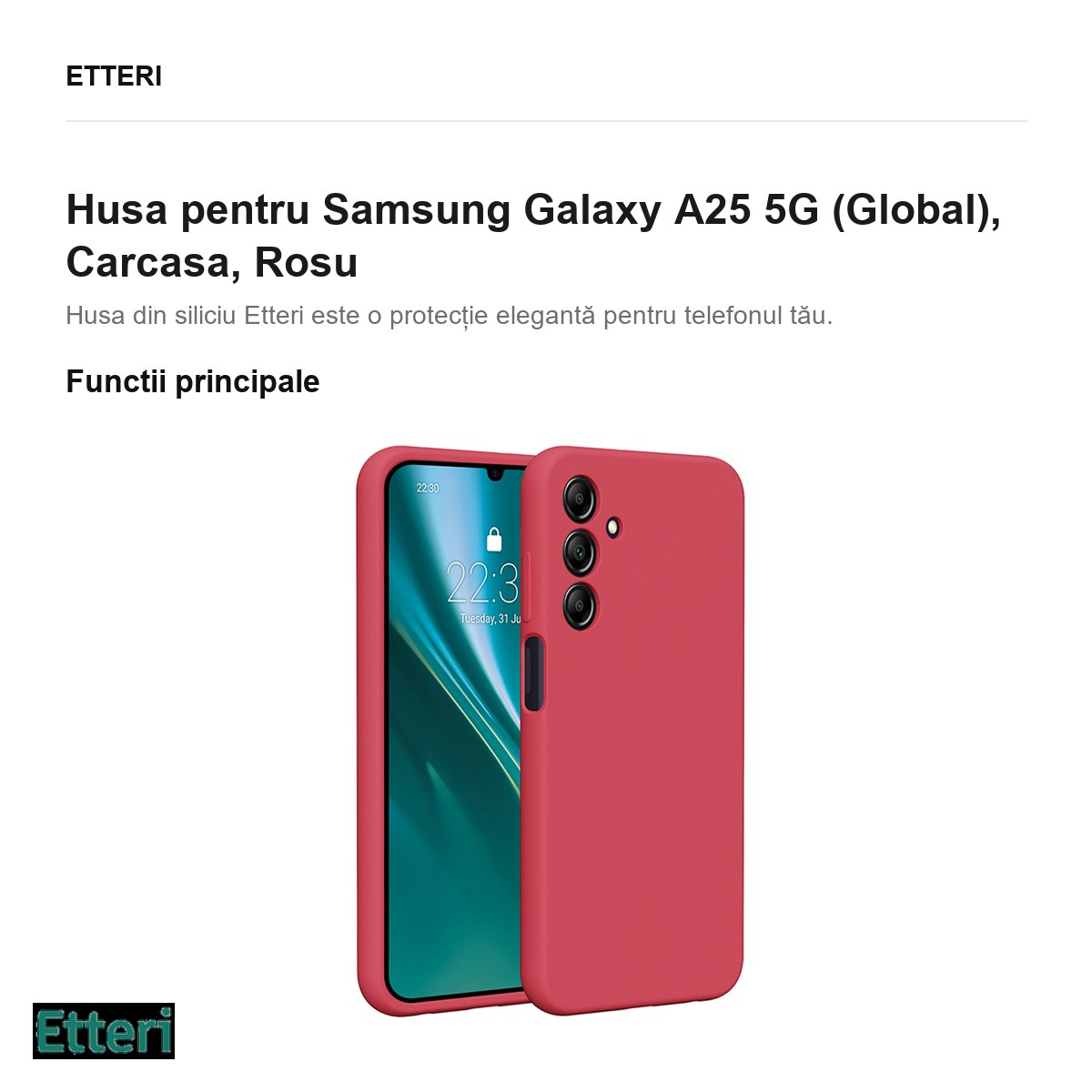 Husa Etteri Silicone raspberry pentru Samsung Galaxy A25 5G (Global), Carcasa, Rosu [2]