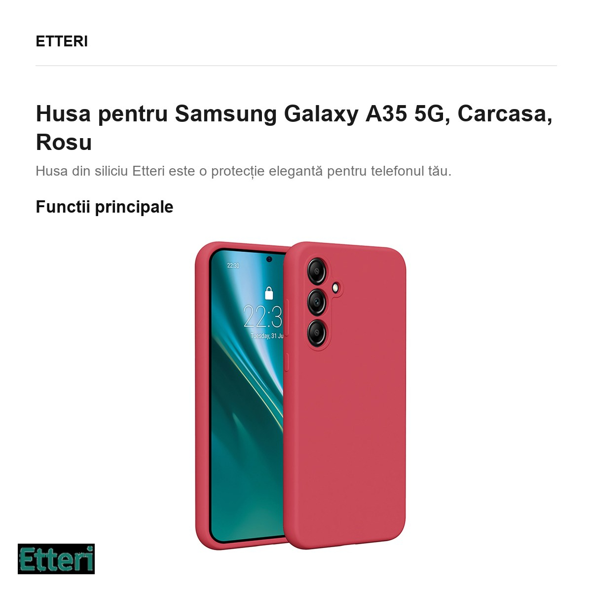 Husa Etteri Silicone raspberry pentru Samsung Galaxy A35 5G, Carcasa, Rosu [2]