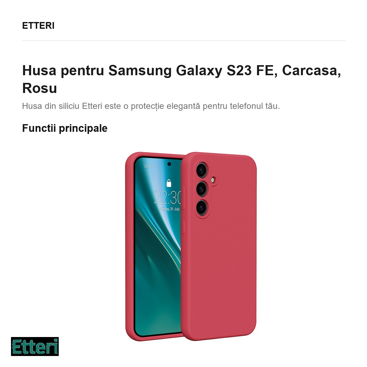 Husa Etteri Silicone raspberry pentru Samsung Galaxy S23 FE, Carcasa, Rosu [2]