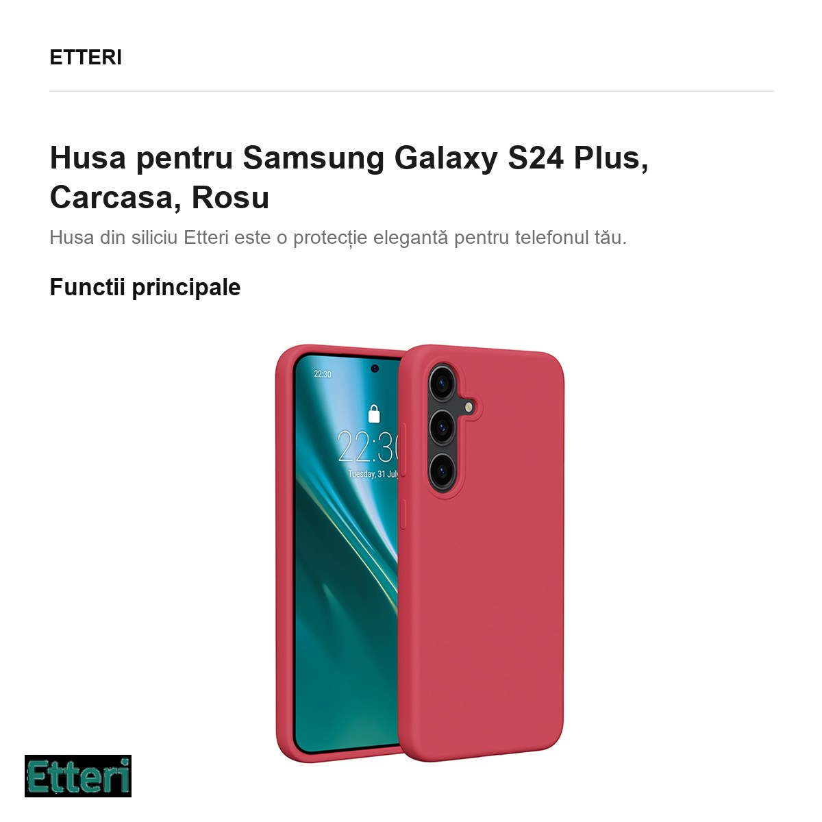 Husa Etteri Silicone raspberry pentru Samsung Galaxy S24 Plus, Carcasa, Rosu [2]