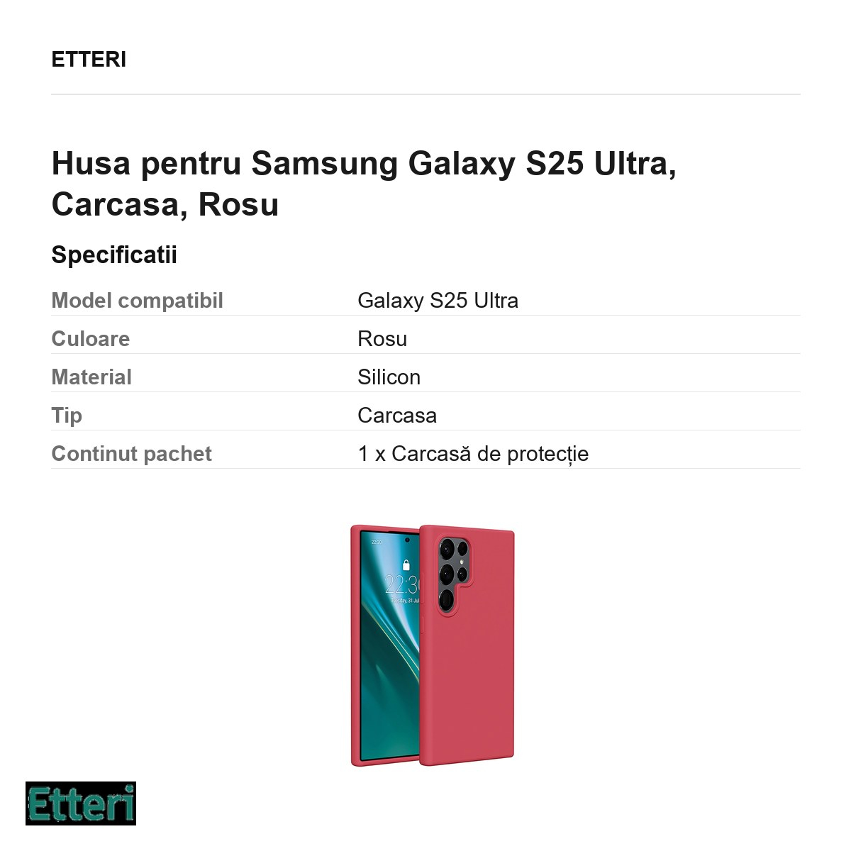 Husa Etteri Silicone raspberry pentru Samsung Galaxy S25 Ultra, Carcasa, Rosu [3]