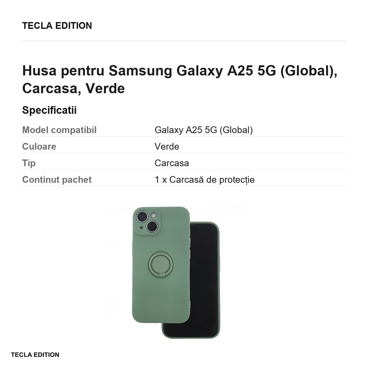 Husa Finger Grip pentru Samsung Galaxy A25 5G (Global), Carcasa, Verde [3]