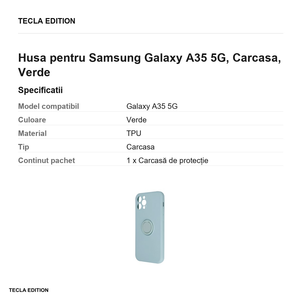 Husa Finger Grip pentru Samsung Galaxy A35 5G, Carcasa magnetica, Verde [3]