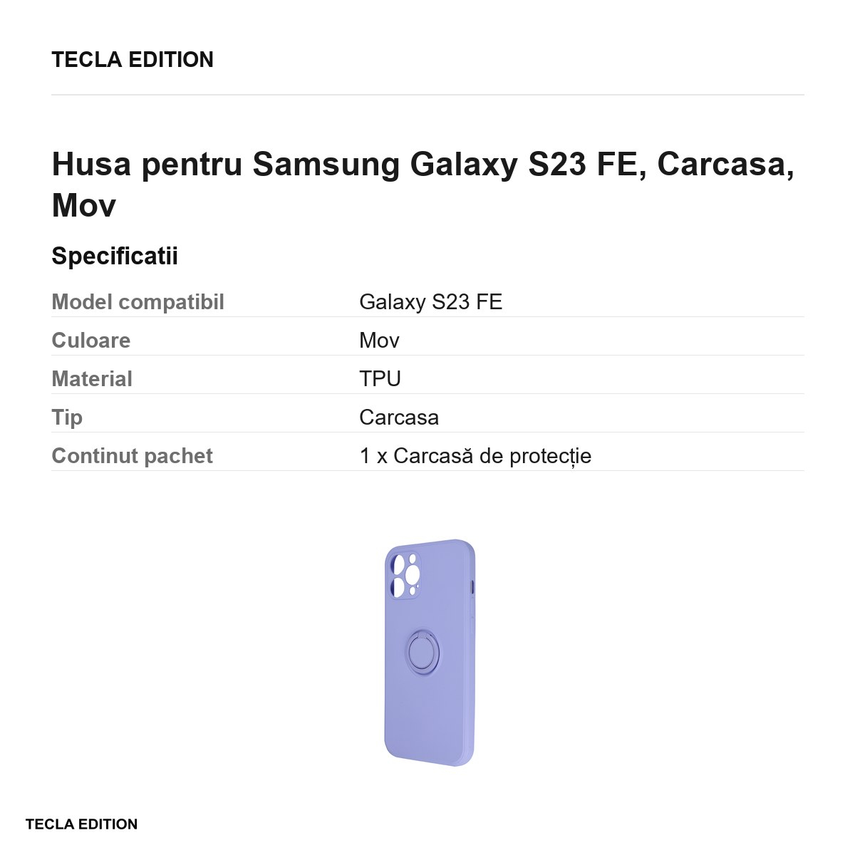 Husa Finger Grip pentru Samsung Galaxy S23 FE, Carcasa magnetica, Mov [3]
