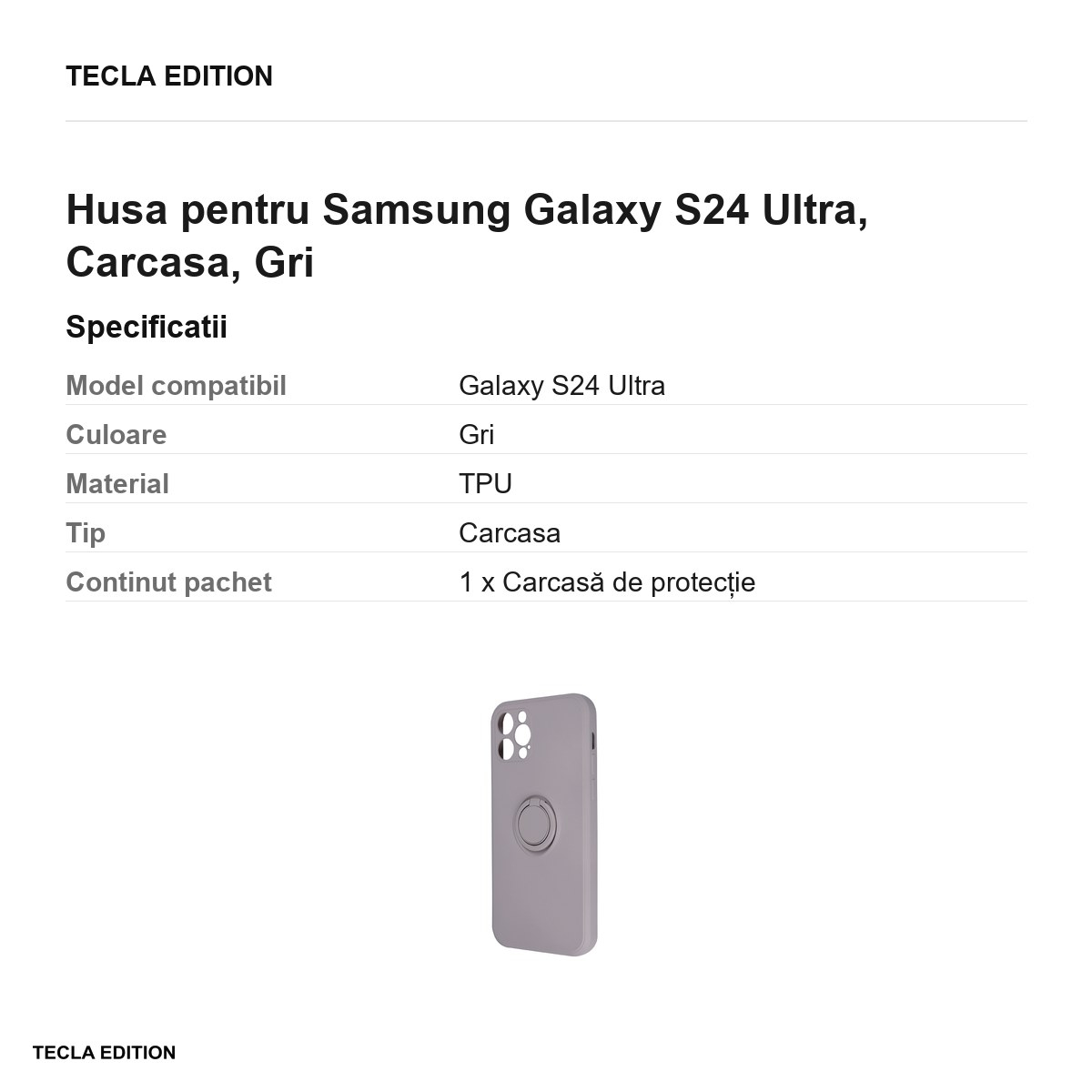 Husa Finger Grip pentru Samsung Galaxy S24 Ultra, Carcasa magnetica, Gri [3]