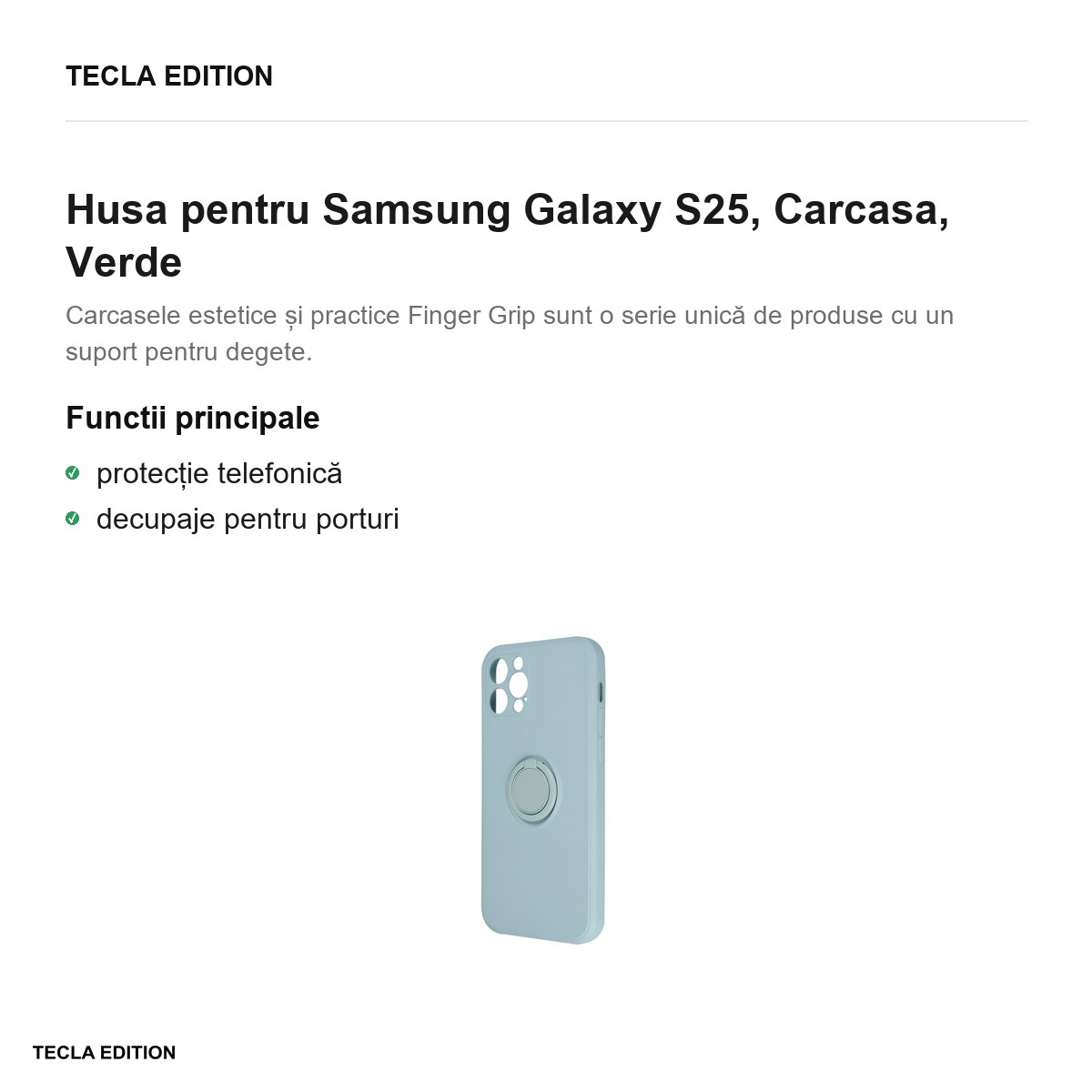 Husa Finger Grip pentru Samsung Galaxy S25, Carcasa, Verde [2]