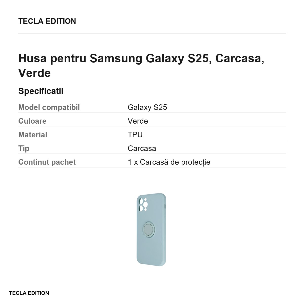 Husa Finger Grip pentru Samsung Galaxy S25, Carcasa, Verde [3]