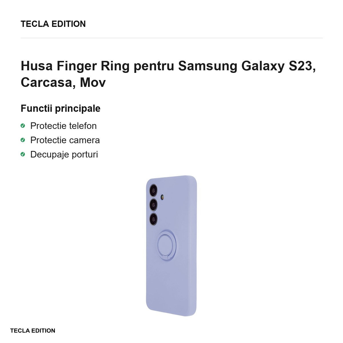 Husa Finger Ring pentru Samsung Galaxy S23, Carcasa, Mov [2]