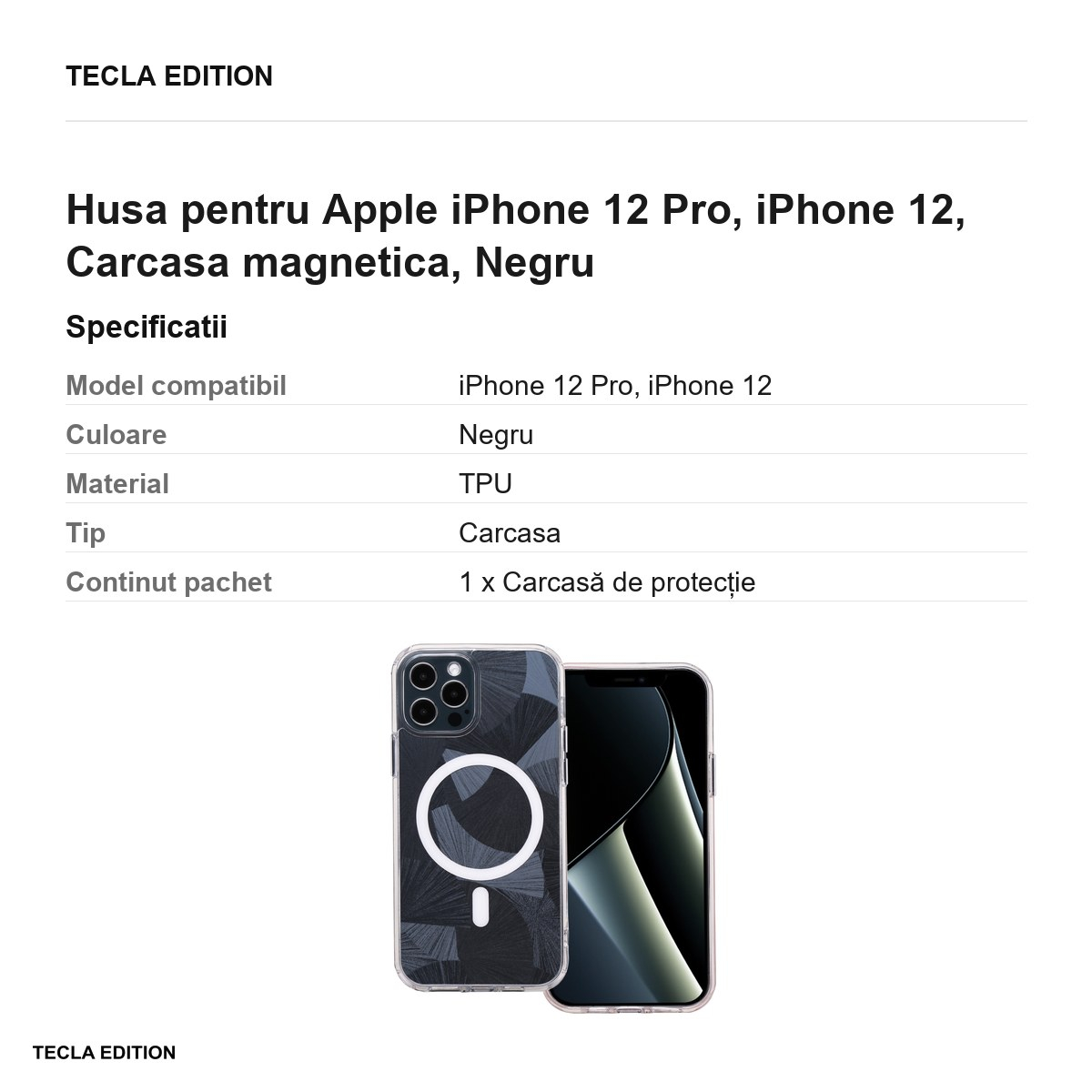 Husa Flash Mag pentru Apple iPhone 12 Pro, iPhone 12, Carcasa magnetica, Negru [3]