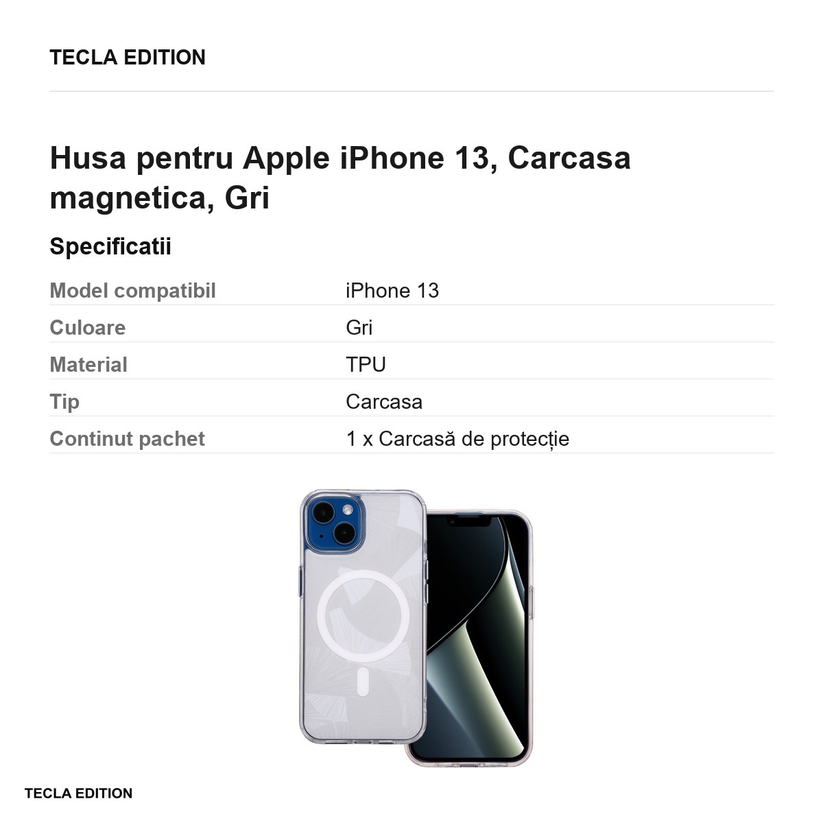 Husa Flash Mag pentru Apple iPhone 13, Carcasa magnetica, Gri [3]