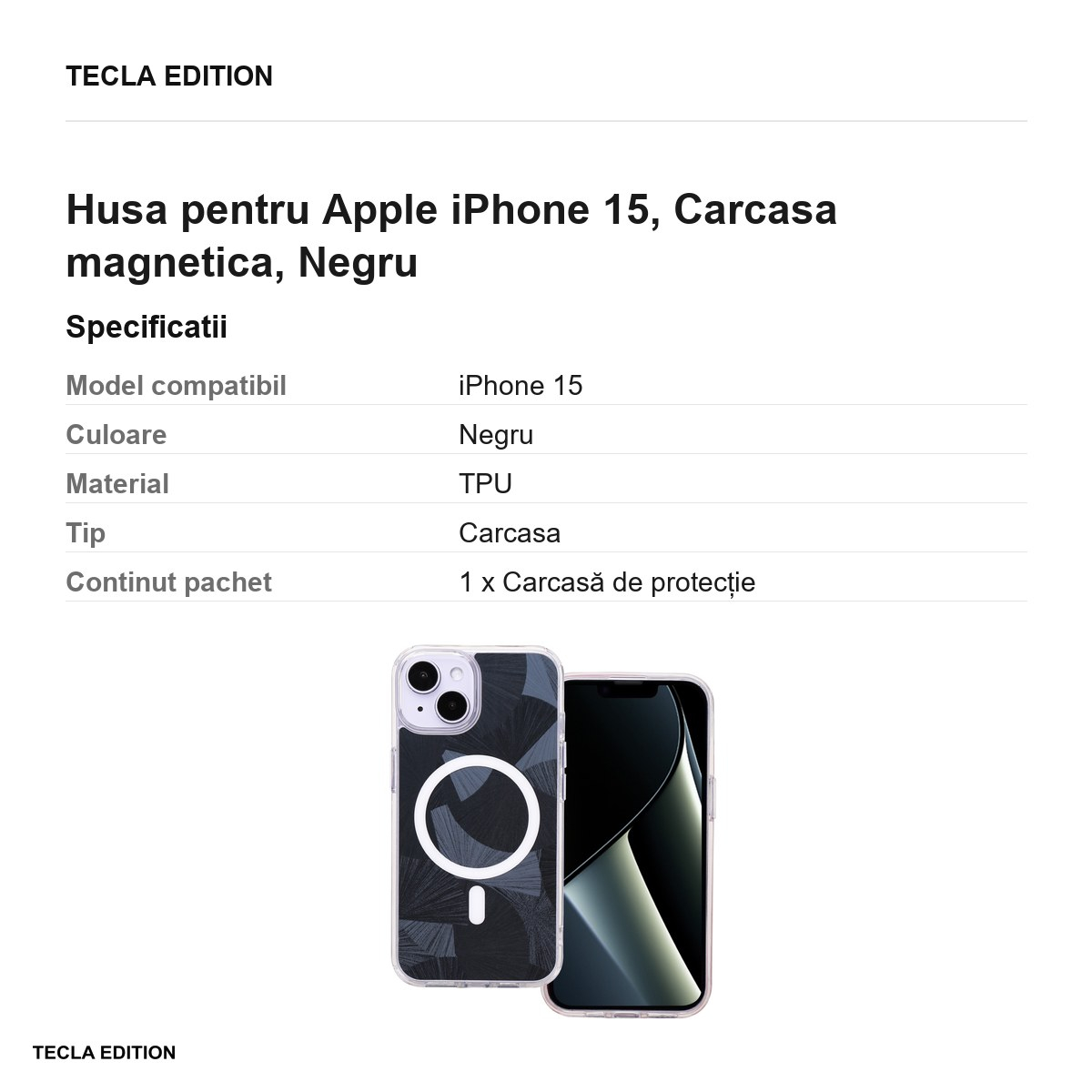 Husa Flash Mag pentru Apple iPhone 15, Carcasa magnetica, Negru [3]