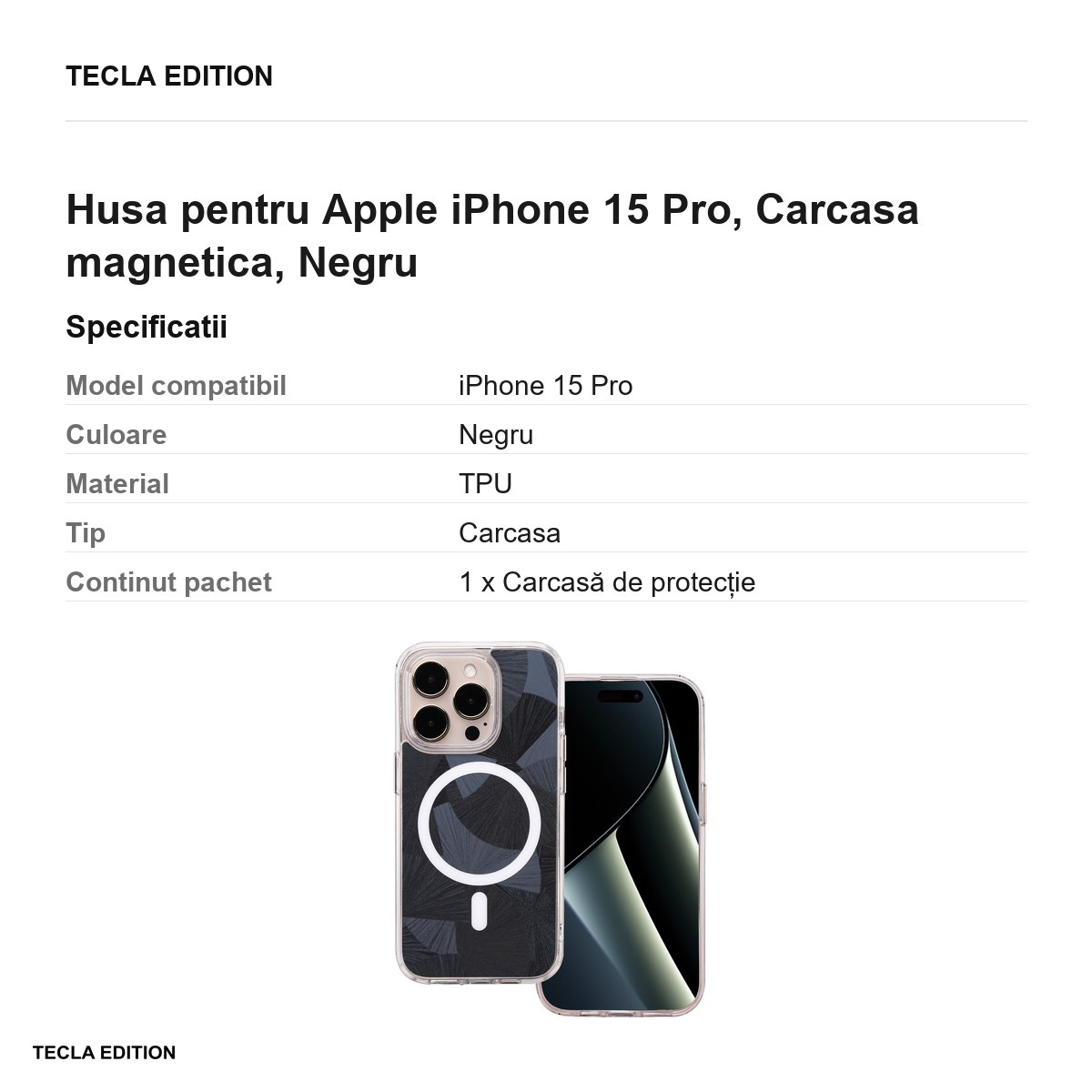 Husa Flash Mag pentru Apple iPhone 15 Pro, Carcasa magnetica, Negru [3]