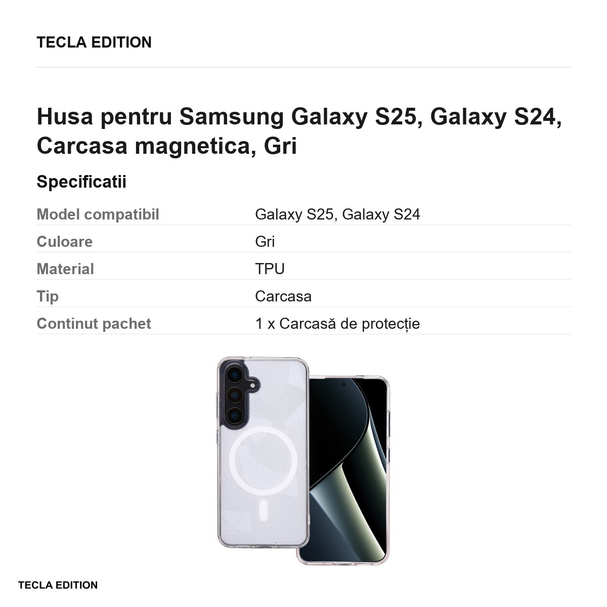 Husa Flash Mag pentru Samsung Galaxy S25, Galaxy S24, Carcasa magnetica, Gri [3]