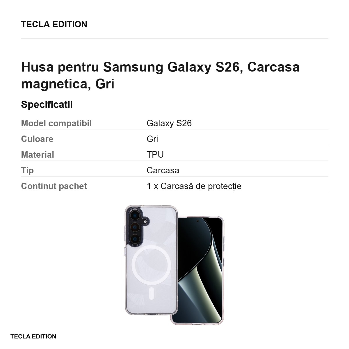 Husa Flash Mag pentru Samsung Galaxy S26, Carcasa magnetica, Gri [3]