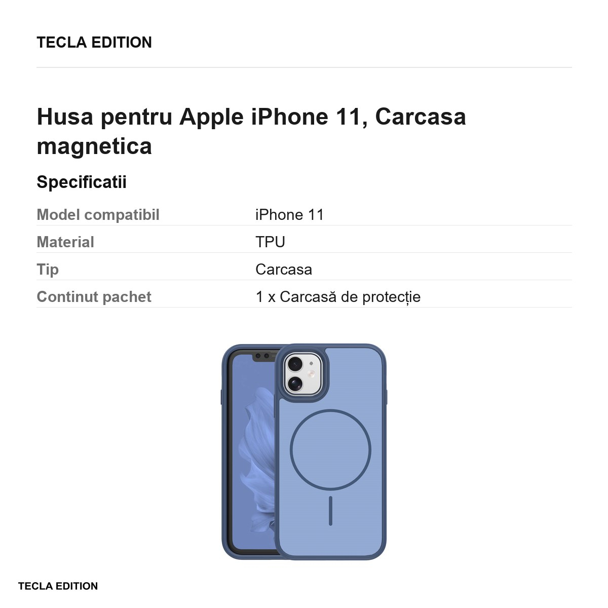 Husa Frame Thin Mag pentru Apple iPhone 11, Carcasa magnetica, Albastru inchis [5]