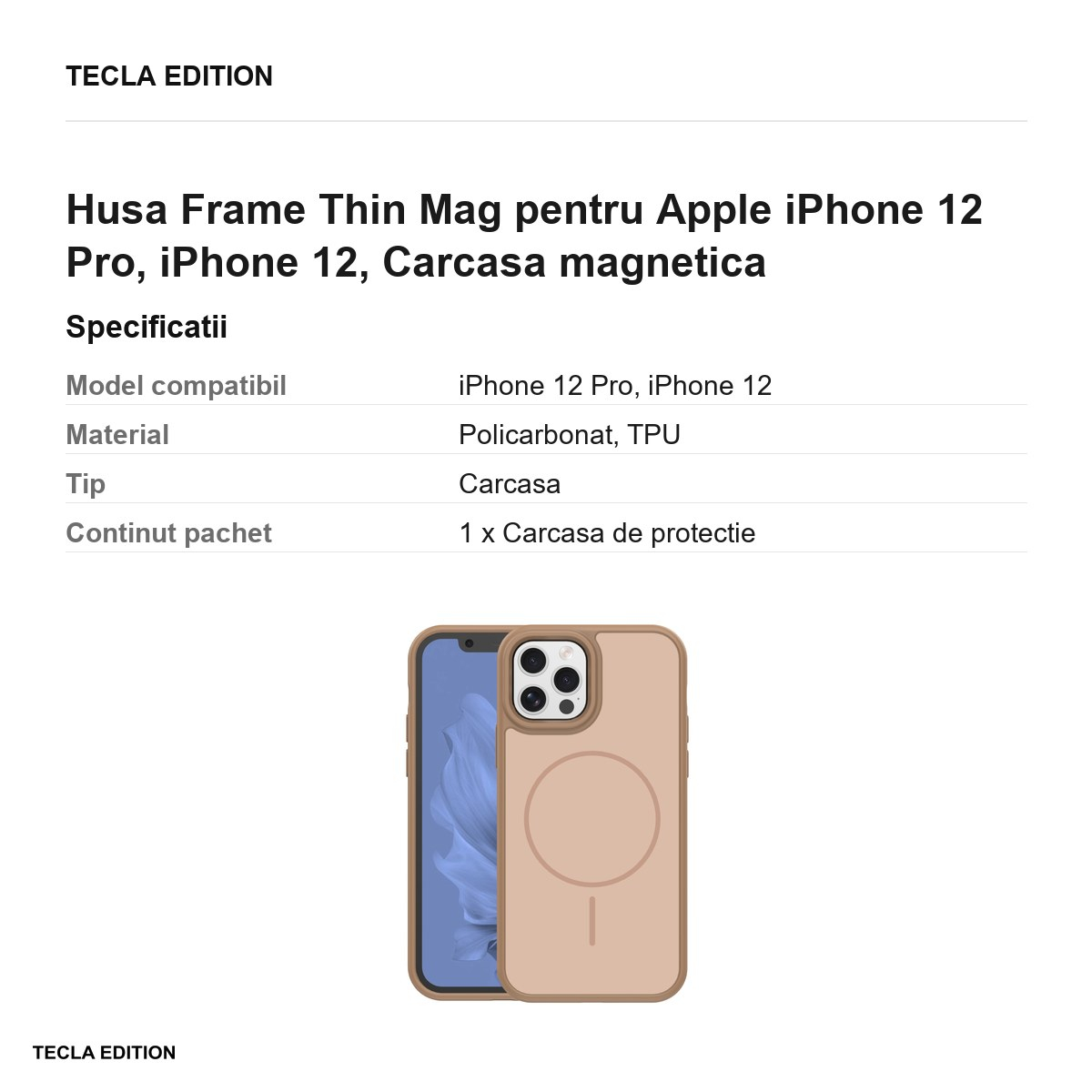 Husa Frame Thin Mag pentru Apple iPhone 12 Pro, iPhone 12, Carcasa magnetica, Maro [3]