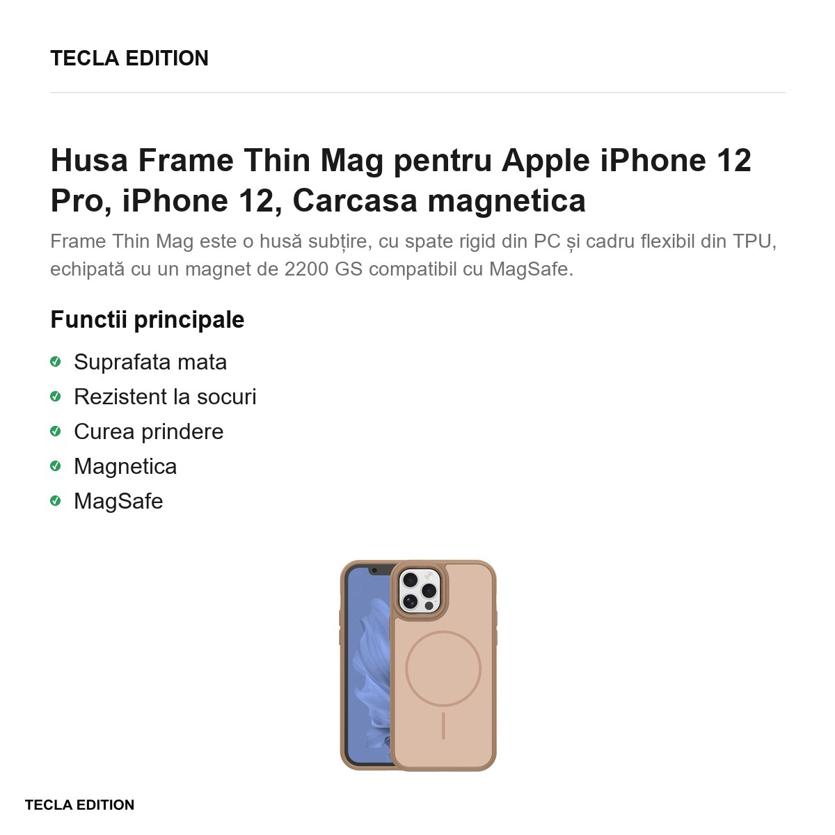 Husa Frame Thin Mag pentru Apple iPhone 12 Pro, iPhone 12, Carcasa magnetica, Maro [2]