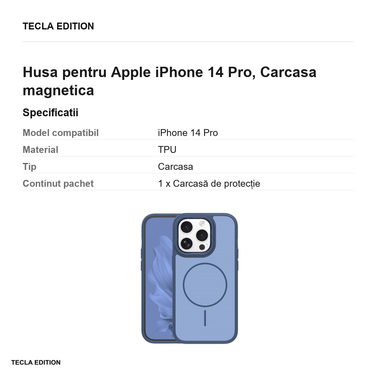 Husa Frame Thin Mag pentru Apple iPhone 14 Pro, Carcasa magnetica, Albastru inchis [6]