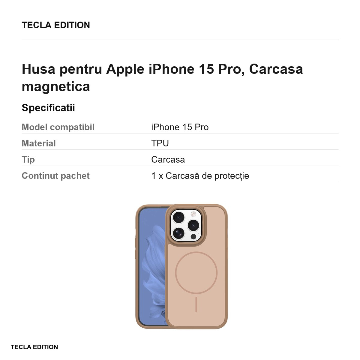 Husa Frame Thin Mag pentru Apple iPhone 15 Pro, Carcasa magnetica, Maro [6]