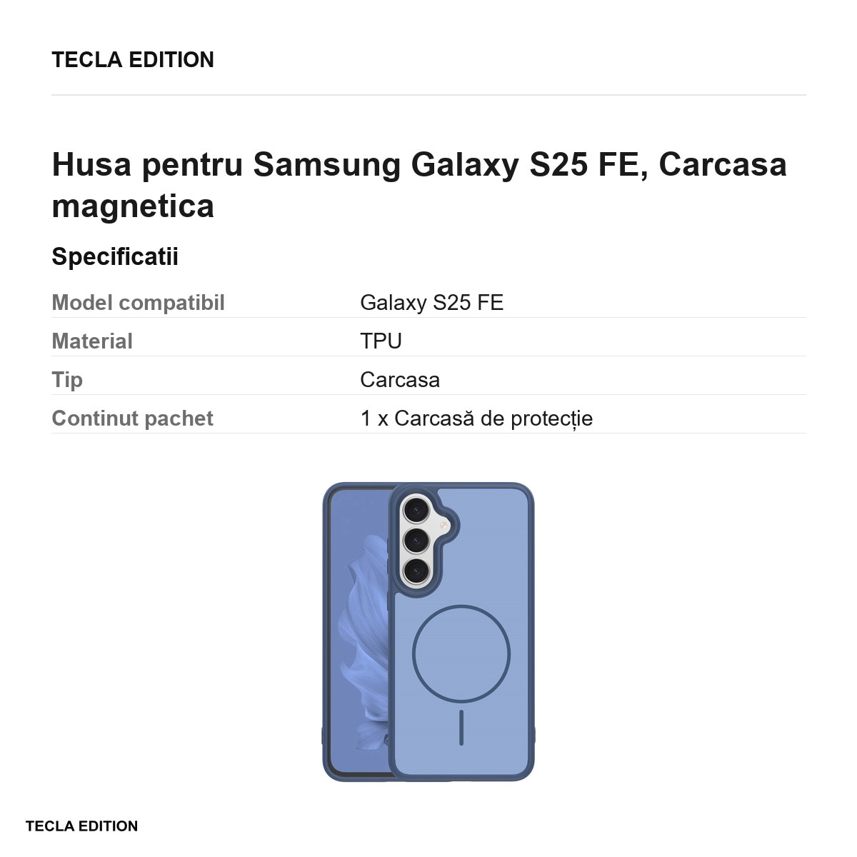 Husa Frame Thin Mag pentru Samsung Galaxy S25 FE, Carcasa magnetica, Albastru inchis [3]