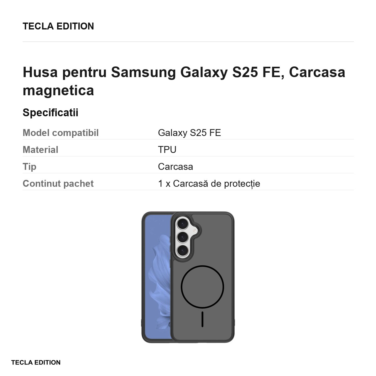 Husa Frame Thin Mag pentru Samsung Galaxy S25 FE, Carcasa magnetica, Negru [3]