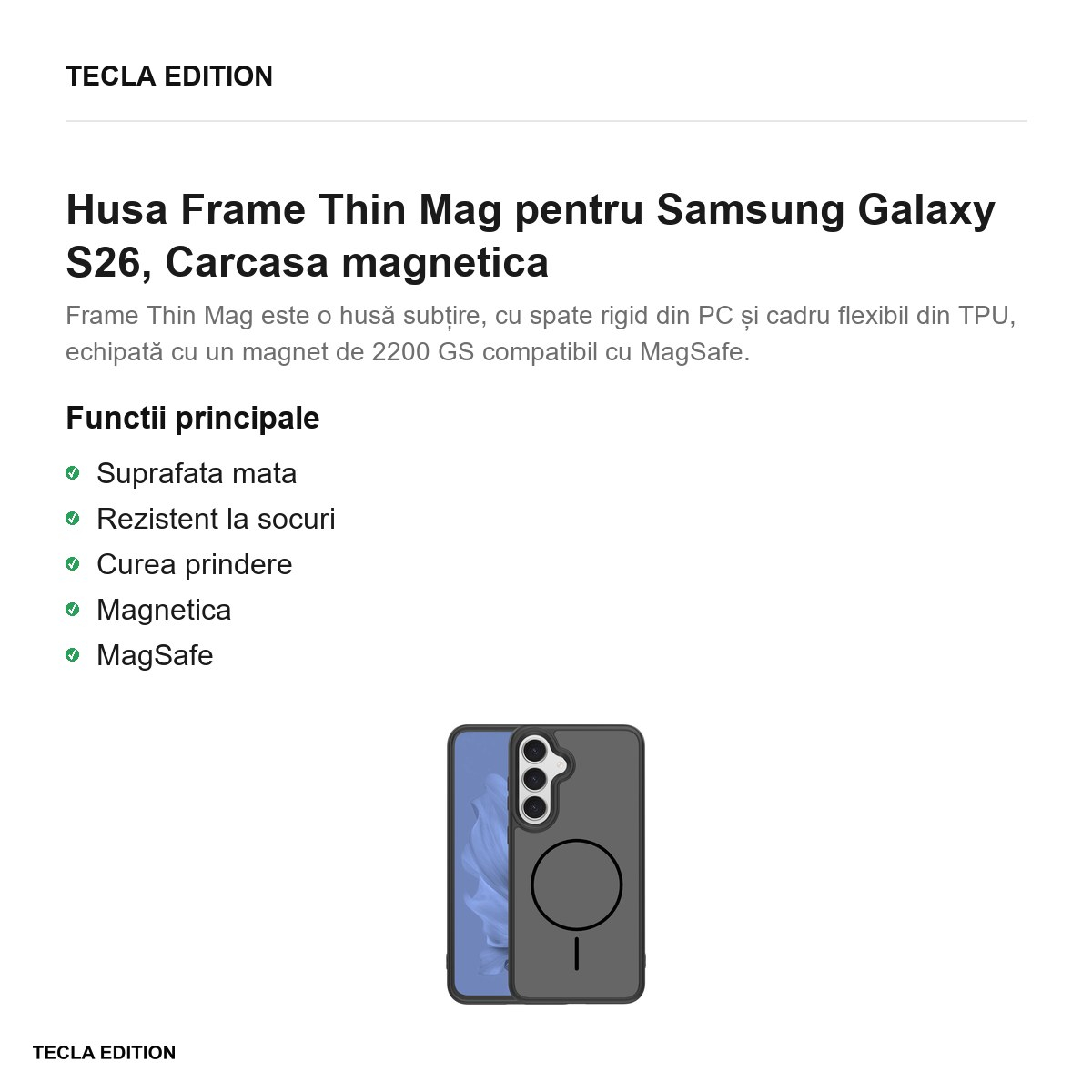 Husa Frame Thin Mag pentru Samsung Galaxy S26, Carcasa magnetica, Negru [2]