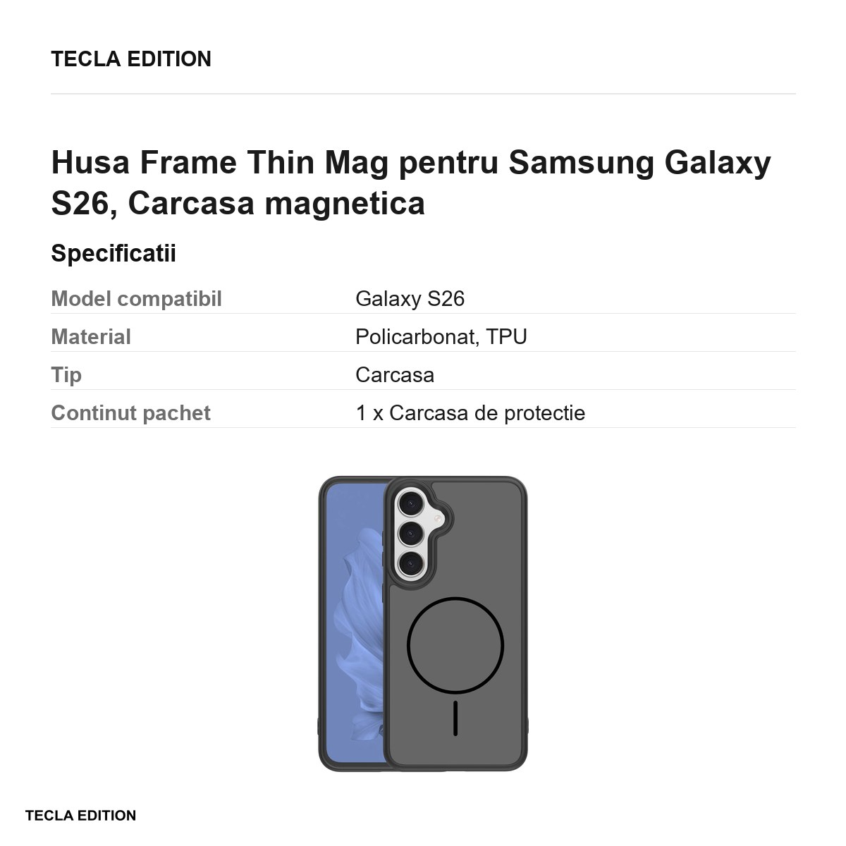 Husa Frame Thin Mag pentru Samsung Galaxy S26, Carcasa magnetica, Negru [3]