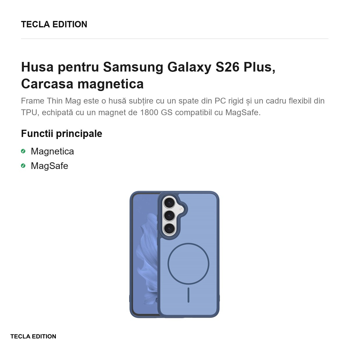 Husa Frame Thin Mag pentru Samsung Galaxy S26 Plus, Carcasa magnetica, Albastru inchis [2]