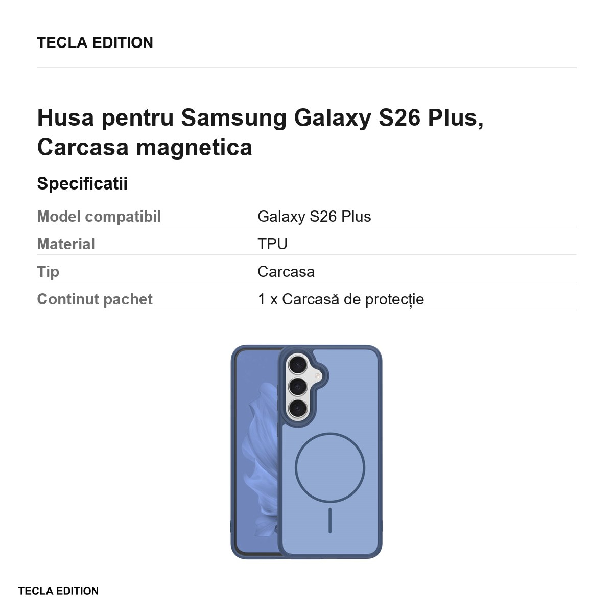 Husa Frame Thin Mag pentru Samsung Galaxy S26 Plus, Carcasa magnetica, Albastru inchis [3]
