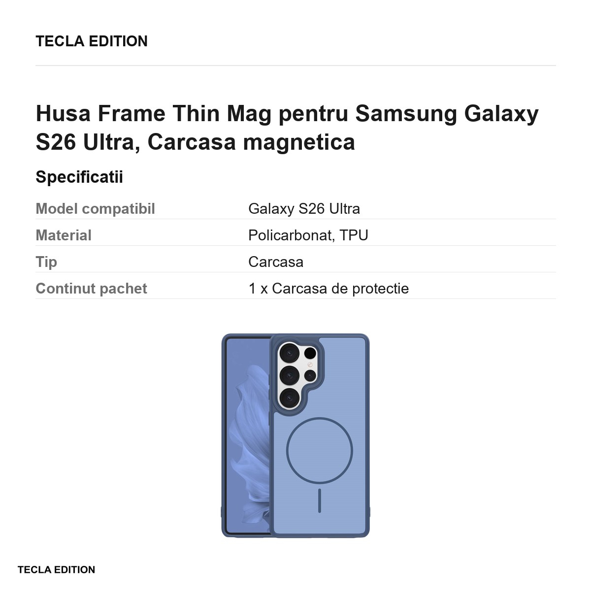 Husa Frame Thin Mag pentru Samsung Galaxy S26 Ultra, Carcasa magnetica, Albastru inchis [3]