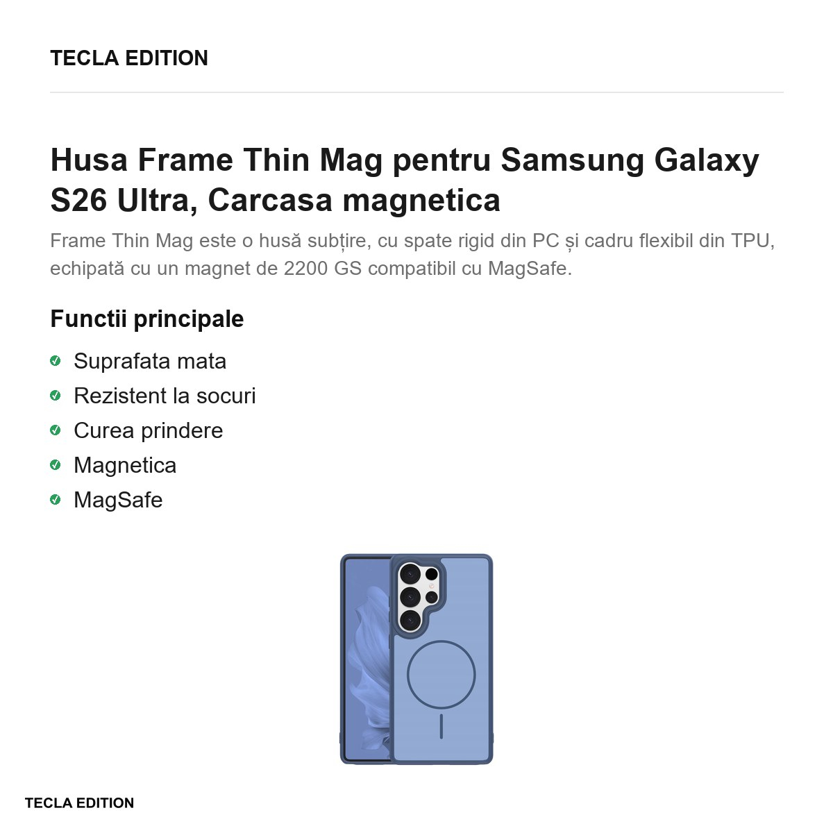 Husa Frame Thin Mag pentru Samsung Galaxy S26 Ultra, Carcasa magnetica, Albastru inchis [2]