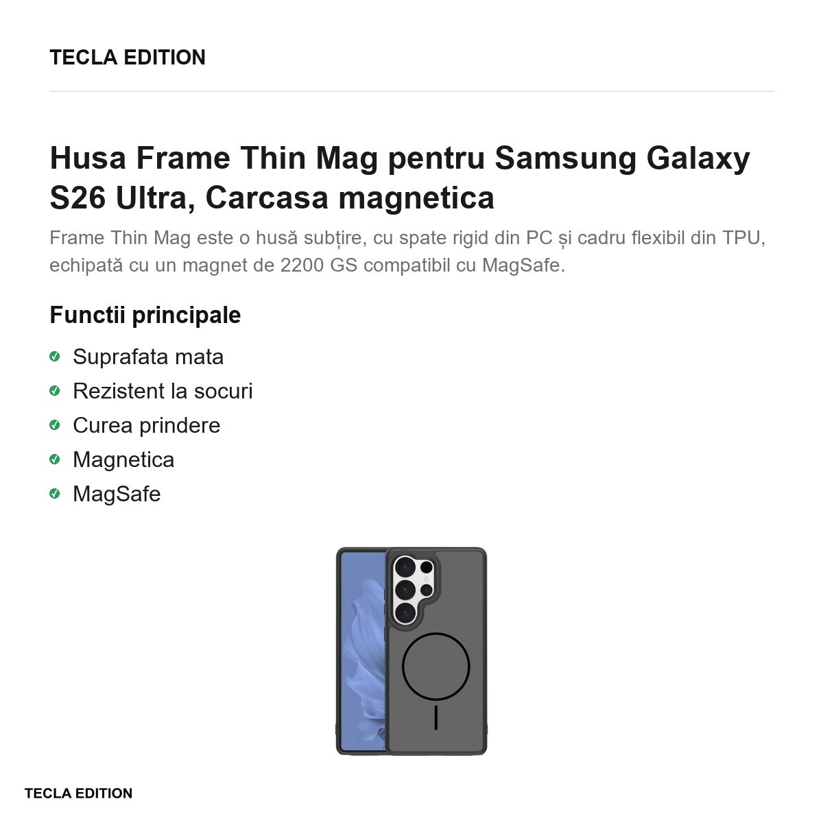 Husa Frame Thin Mag pentru Samsung Galaxy S26 Ultra, Carcasa magnetica, Negru [2]