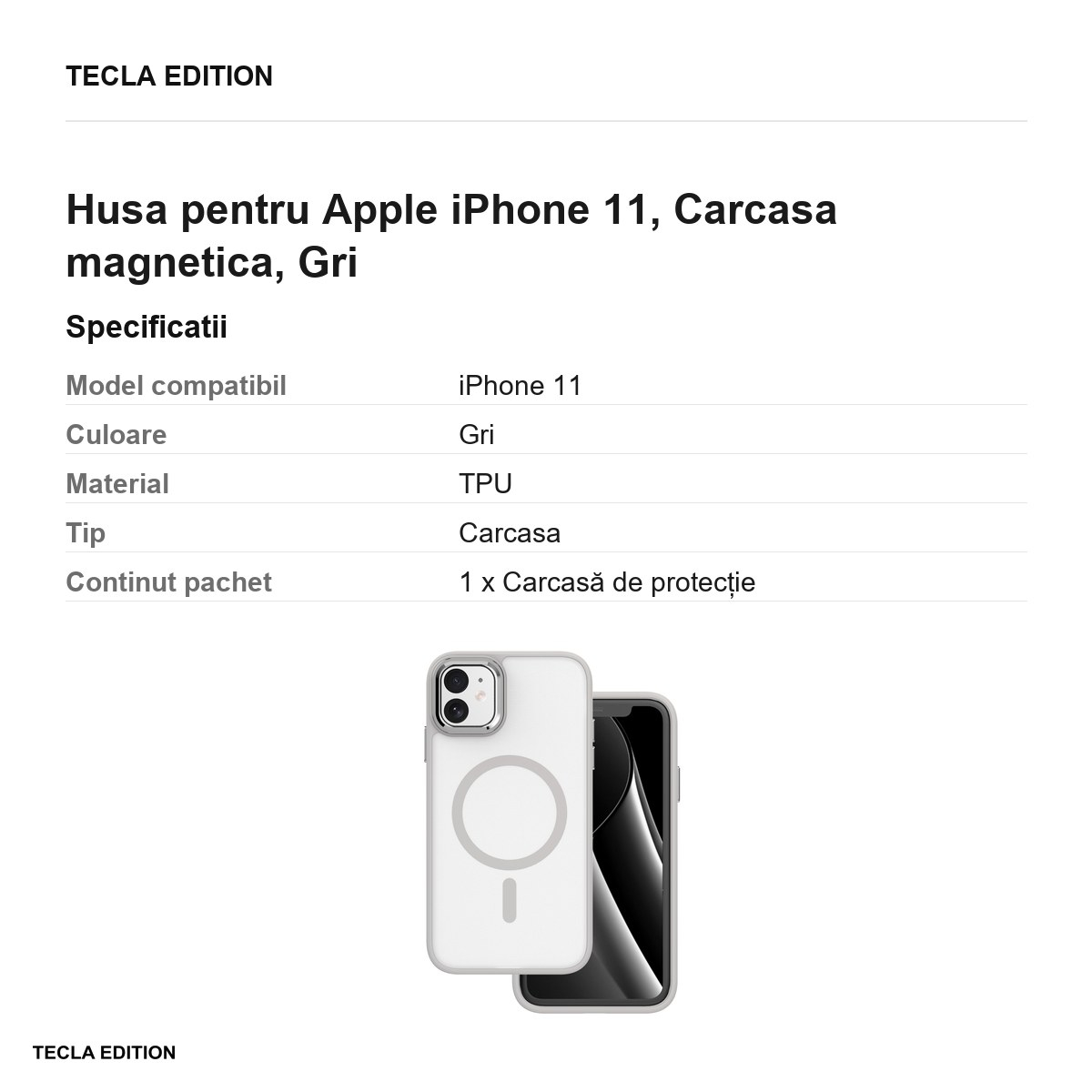 Husa Frozen Mag pentru Apple iPhone 11, Carcasa magnetica, Gri [3]