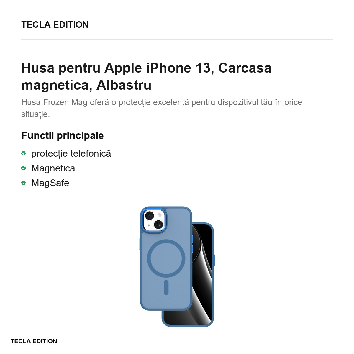 Husa Frozen Mag pentru Apple iPhone 13, Carcasa magnetica, Albastru [2]