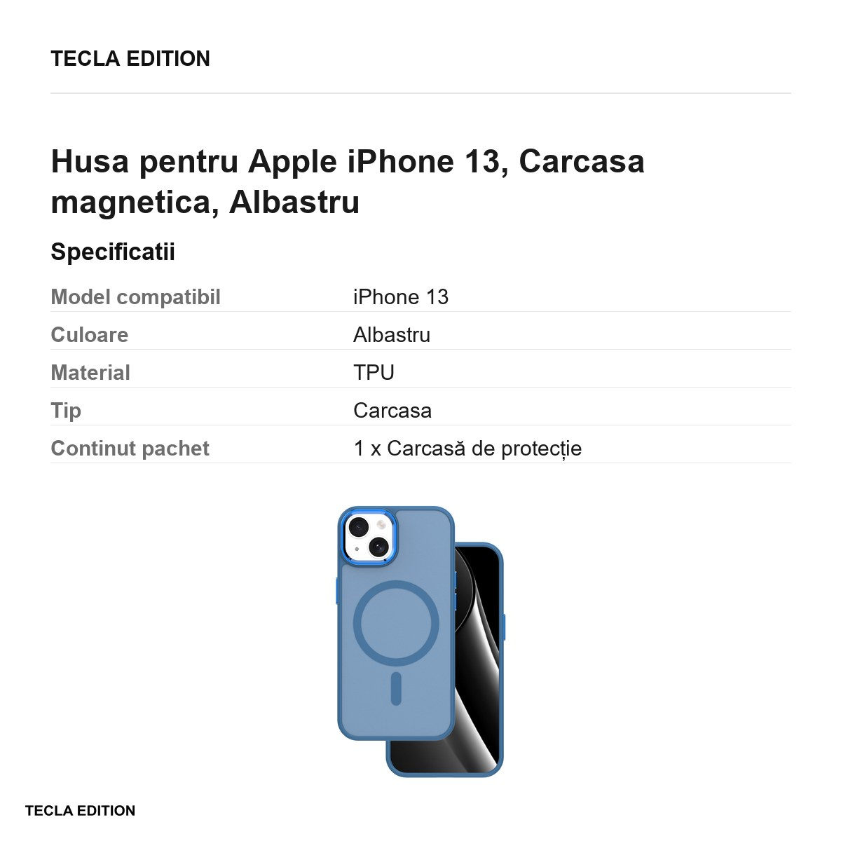 Husa Frozen Mag pentru Apple iPhone 13, Carcasa magnetica, Albastru [3]